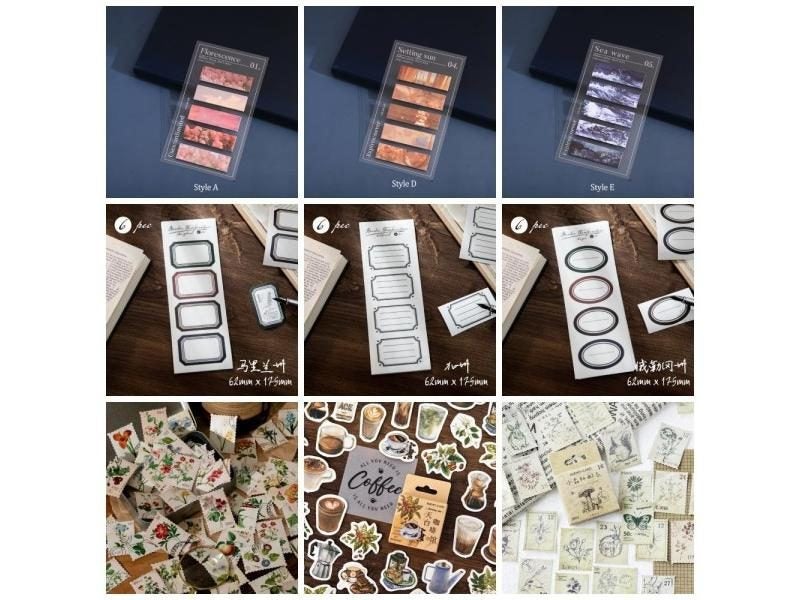 20/36/46Pcs DIY Watercolor Emotion Note Paper Diary Hand Account Stickers Carousel 1