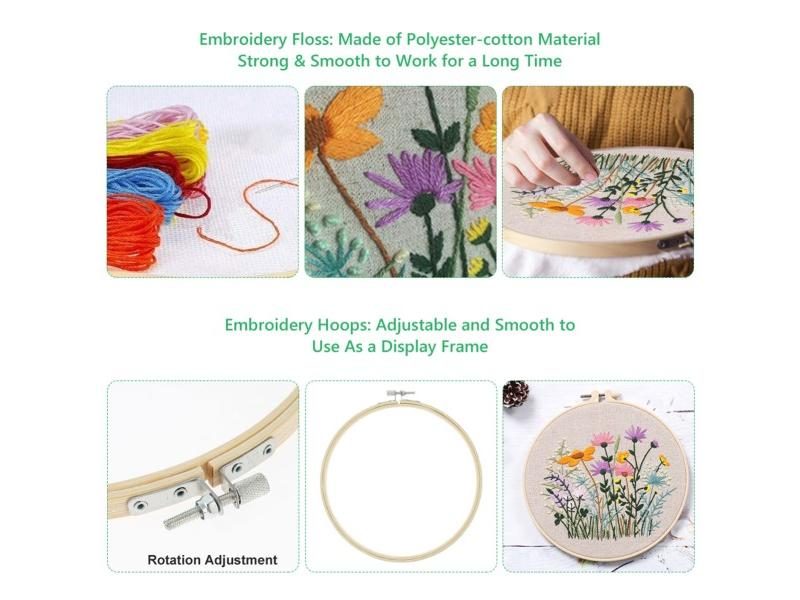 Embroidery Starter Kit Full Range With Embroidery Hoop And Pattern Instructions Carousel 1