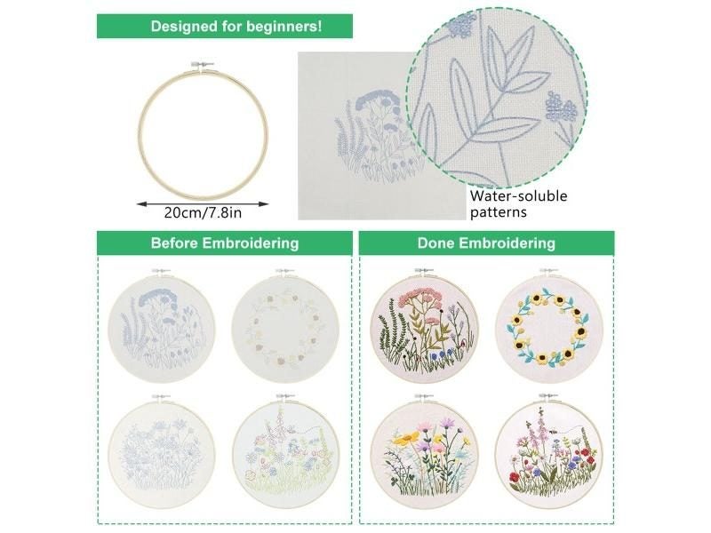 Embroidery Starter Kit With Hoop Pattern For Beginners Carousel 1