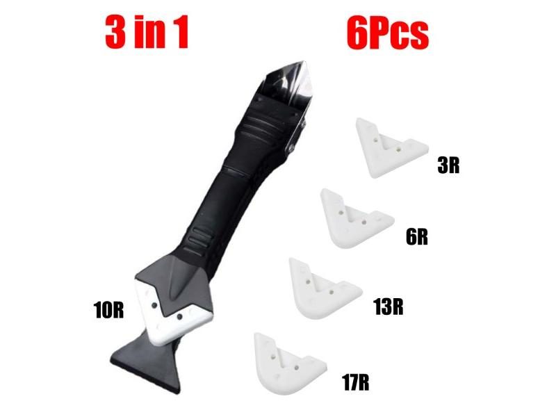 5In1 Silicone Scraper Caulk Tools Glass Glue Angle Scraper Stainless Steelhead Carousel 1
