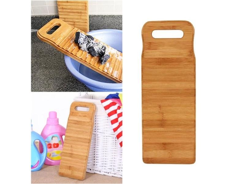 Bamboo Wood Washing Washboard Non-slip Home Washing Scrubbing Board Creative Carousel 2