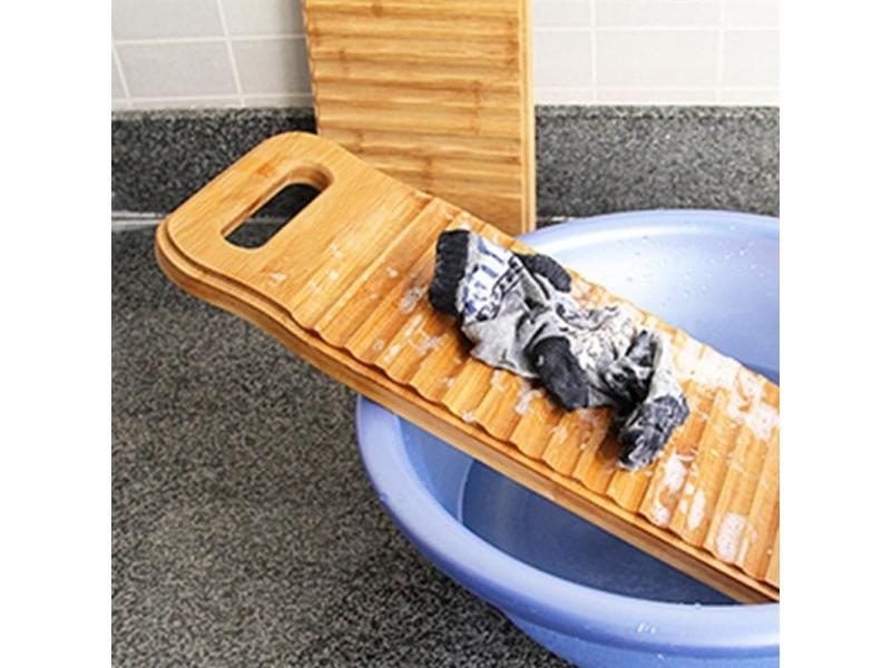 Bamboo Wood Washing Washboard Non-slip Home Washing Scrubbing Board Creative Carousel 1