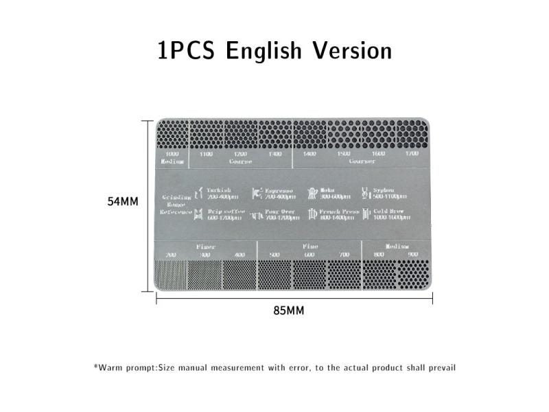 Coffee Grinder Grind Reference Card Size 200-1700um Conversion Card For Common Carousel 1