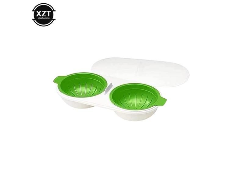 Microwave Egg Poacher Food Grades Plastic Cookware Double Cup Egg Boiler Carousel 1
