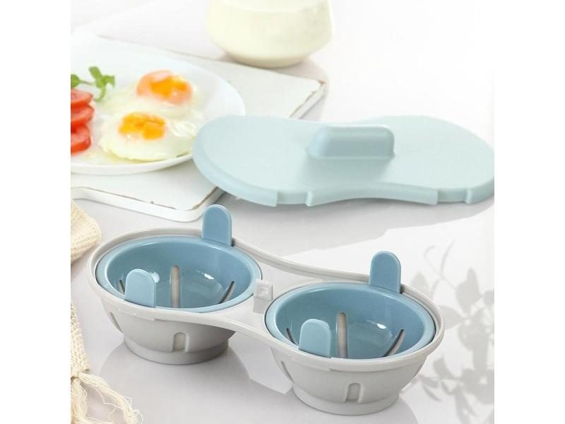 Microwave Double Egg Poacher Maker Poached Eggs Cooker Steamer Dishwasher Heat Carousel 1