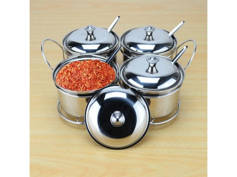 Stainless Steel Condiment Setsugar-bowl Cruet Set Spices Set With Rack And Carousel 1