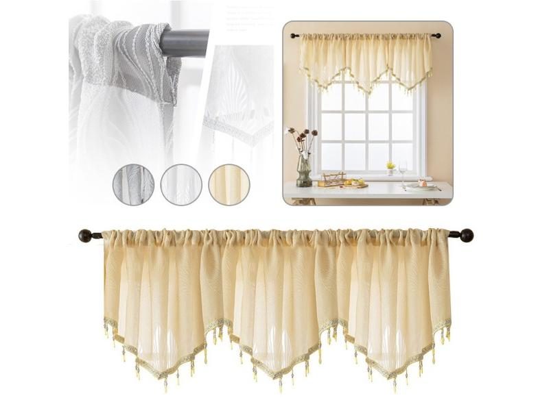 3pcs 130x 60cm Solid Color Triangle Curtain Tassels Crystal Beads Trim Kitchen Carousel 2