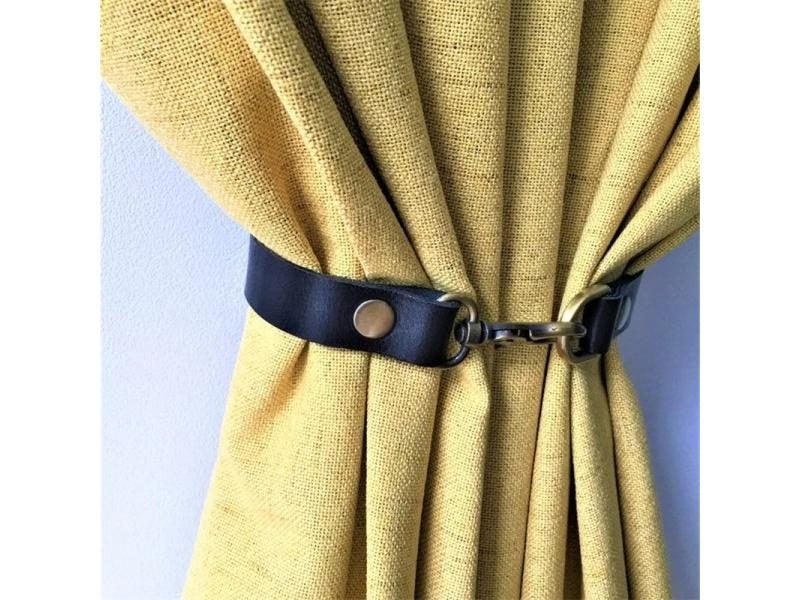 Leather PU Curtain Tieback Curtain Gather Tie Rope Holder Clip Strap Buckle Carousel 2