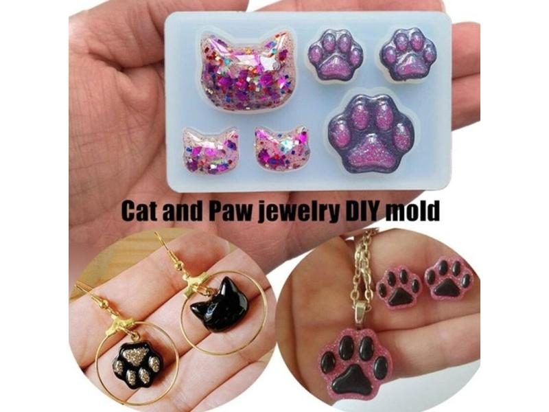 Cat Claw Crystal Epoxy Resin DIY Silicone Mold For Cat Face Keychain Jewelry Carousel 1