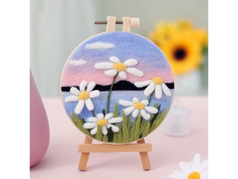 No Finish Flower Painting Kit Funny Wool Needle Felt Picture Handmade Wool Carousel 1