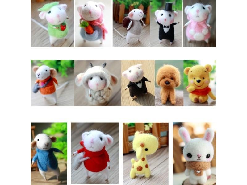 1 Set Wool For Felt DIY Package Needle Felting Shiba Inu Set Animals NO.3 Carousel 2