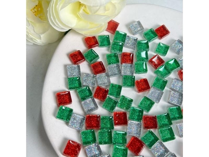 50pcs Mixed Color Square Crystal Mosaic Tiles DIY Hobbies Children Handmade Art Carousel 1