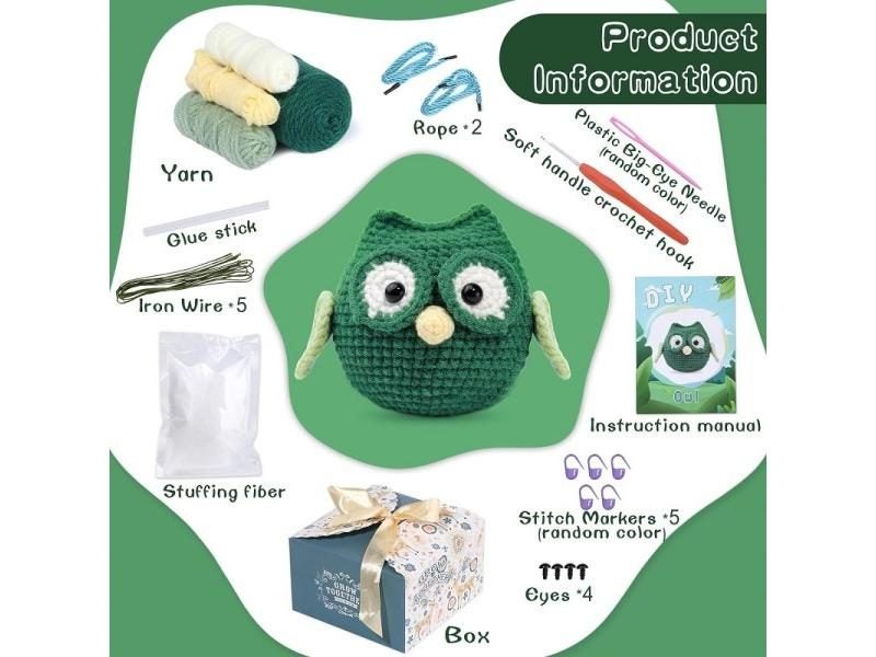 Crochet Kit For Beginners Owl Animals With Crochet Hooks Yarn Carousel 2