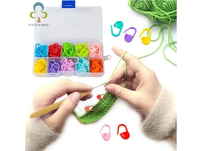 100pcs Mixed Color Mini Kniting Holder Needle Clip Craft Crochet Locking Carousel 2