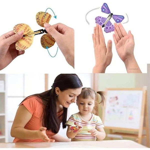 Wrap Flying Butterfly Clockwork Rubber Band Powered Butterfly 20pcs Carousel 5