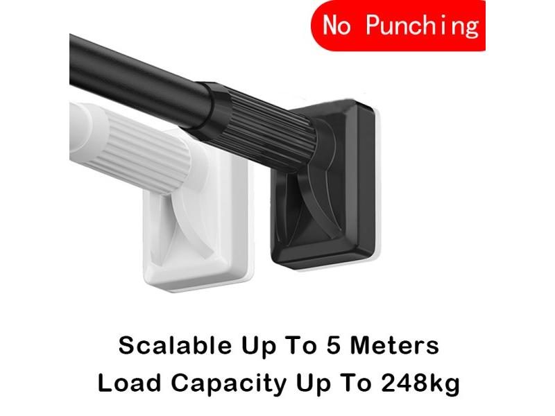 Up To 5M White Shower Curtain Rod Adjustable Stainless Steel Tension Telescopic Carousel 2