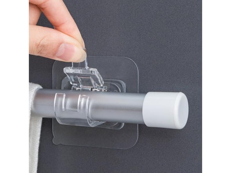 2pcs Self Adhesive Curtain Rod Bracket Punch-free Curtain Rod Clip Nail-Free Carousel 1