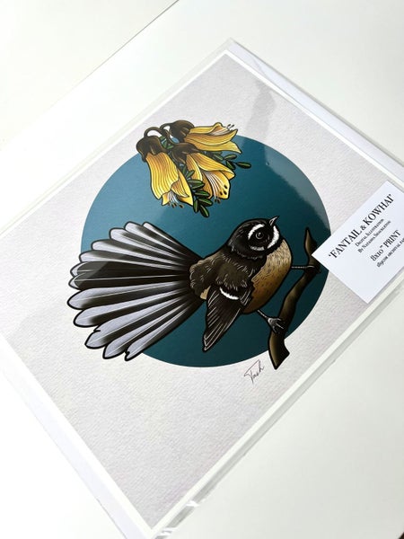 8x10” ART PRINT ~ Fantail & Kowhai Carousel 2