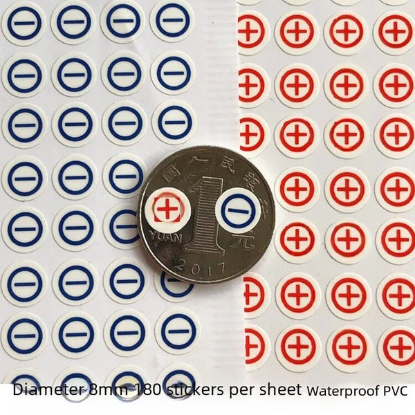 8mm Diameter Small Round Positive Negative Polarity Label Battery Carousel 2