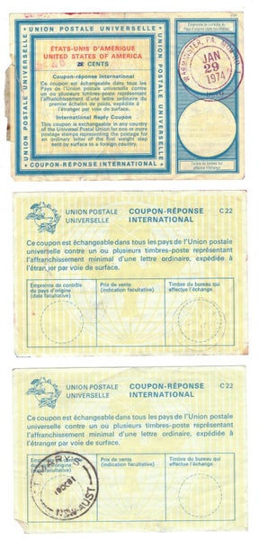 Six International Reply Coupons, US/Australia 1970s-80s Carousel 1