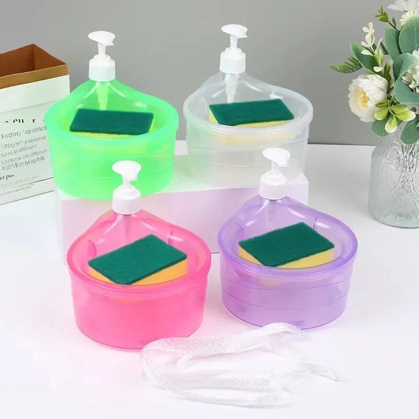 Liquid Soap Dispenser Press Type Soap Box Dishwashing Brush Pot Carousel 2