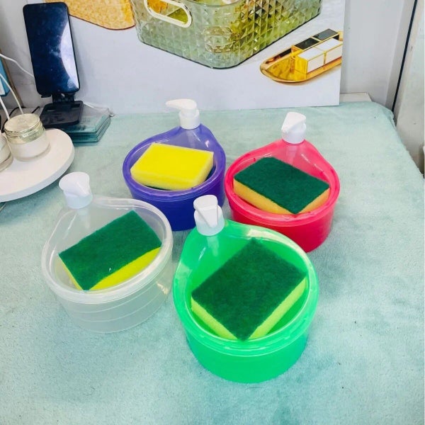 Liquid Soap Dispenser Press Type Soap Box Dishwashing Brush Pot Carousel 3