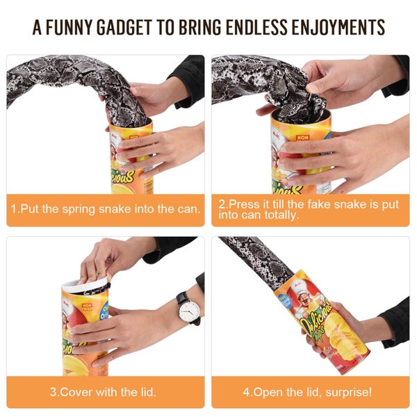 Novelty Potato Chip Can Spring Snake Trick Toy Carousel 1