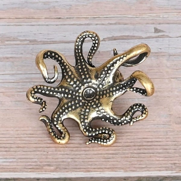 Antique Bronze Octopus Figurines Paperweight Brass Ornament Metal Decor Carousel 3