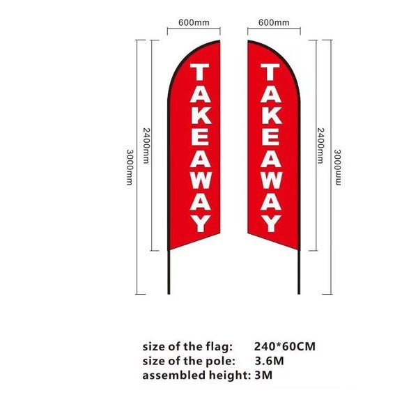 'TAKEAWAY' 3.4m Drill/SET Commercial Feather Banner Flag Carousel 3