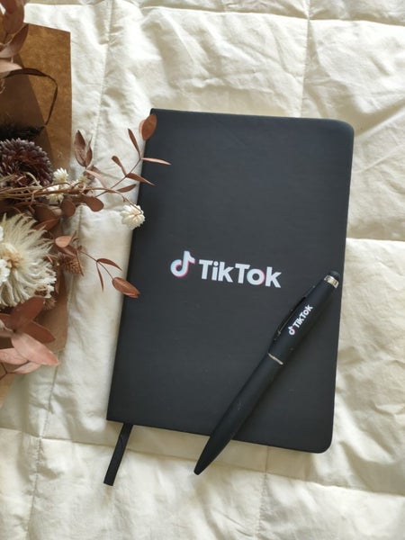 Tik Tok merch, lined journal and logo pen Carousel 1