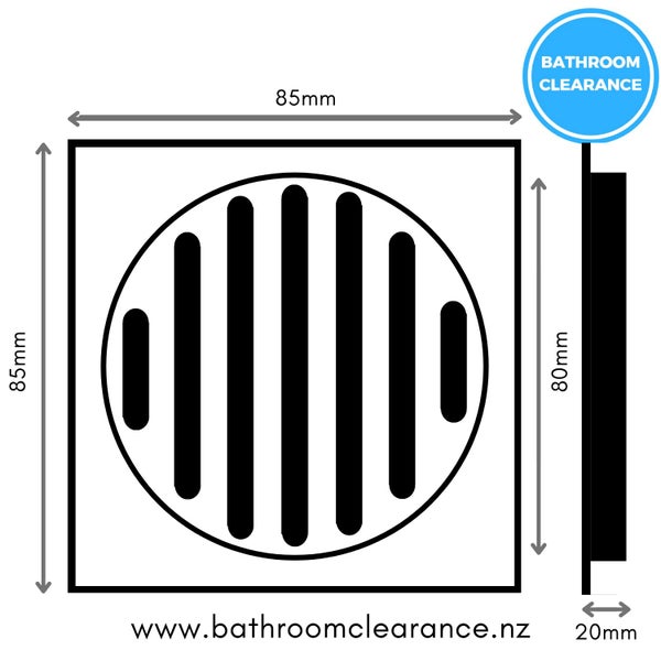 TILE FLOOR WASTE 85X85MM CHROME [BATHROOM CLEARANCE] Carousel 2