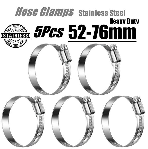NEW new 5Pcs Hose Clamps Stainless Steel Plumb Pipe 52-76mm *Clearance* Carousel 1