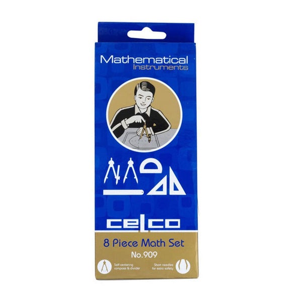 8pc Celco Mathematical Instruments Study Set School Home Ruler Protractor w Tin Carousel 2