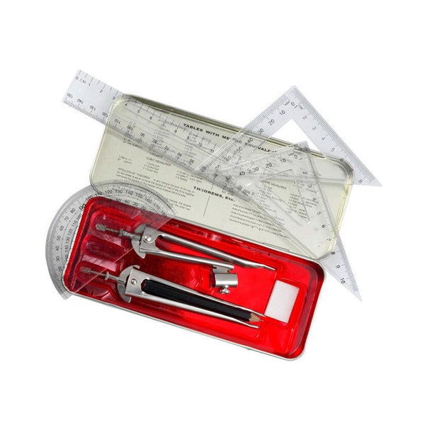 8pc Celco Mathematical Instruments Study Set School Home Ruler Protractor w Tin Carousel 3
