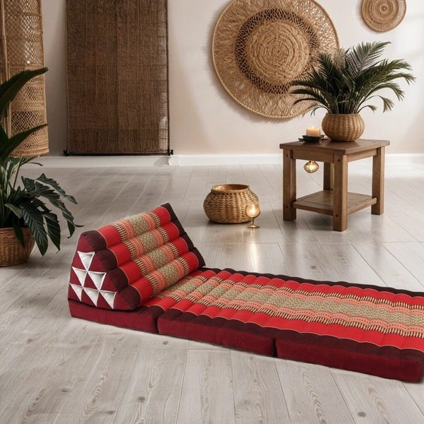 [MANGO TREES][Large] Thai Triangle Foldable Floor Mattress Daybed Red Carousel 1
