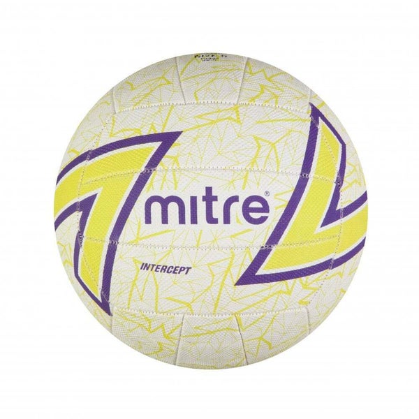 Mitre Intercept F18P Training Grade Netball White Light Green Purple Size 4 Carousel 1