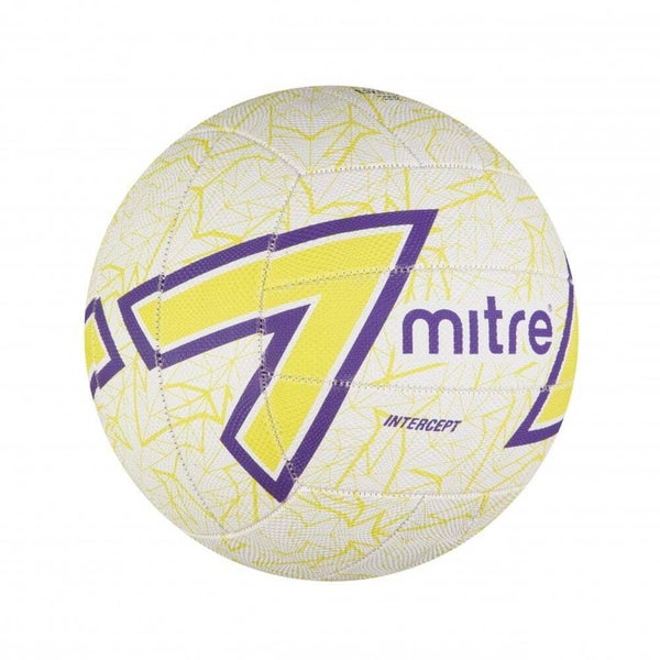 Mitre Intercept F18P Training Grade Netball White Light Green Purple Size 4 Carousel 2