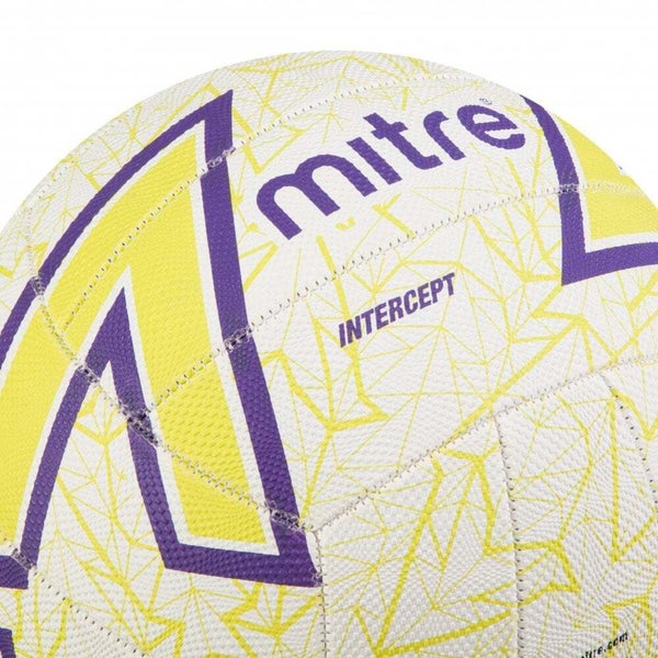 Mitre Intercept F18P Training Grade Netball White Light Green Purple Size 4 Carousel 5