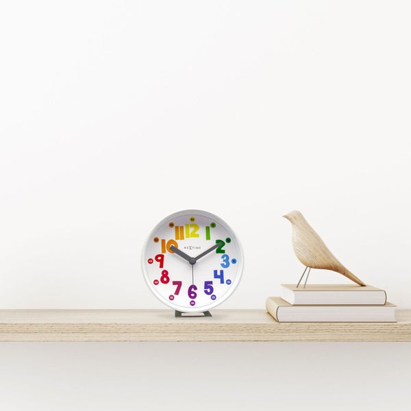 NeXtime Sophia Plastic 12.5x13cm Desk Bedside Alarm Clock Analogue w Night Light Carousel 8