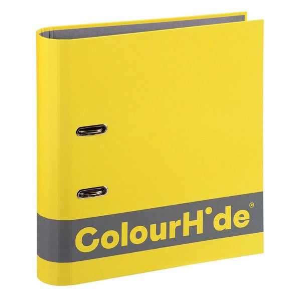 ColourHide A4 70mm 375 Sheets Silky Touch Lever Arch File Paper Organiser Yellow Carousel 1
