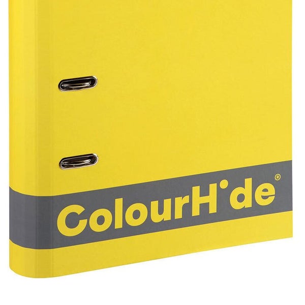 ColourHide A4 70mm 375 Sheets Silky Touch Lever Arch File Paper Organiser Yellow Carousel 2