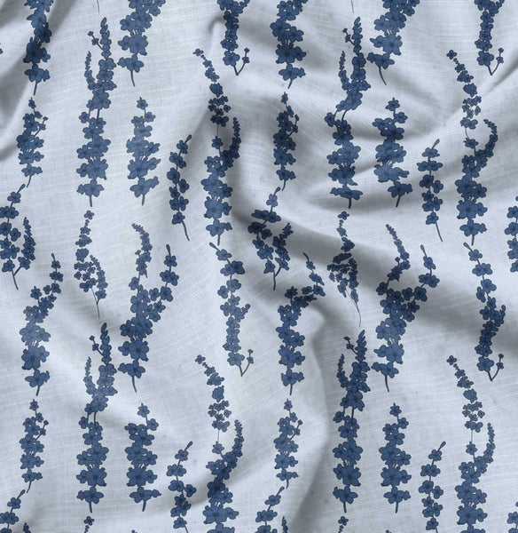 Soimoi Velvet Blue Fabric By the Yard - 54 Inch Wide - Florals, Leaves Print Carousel 1