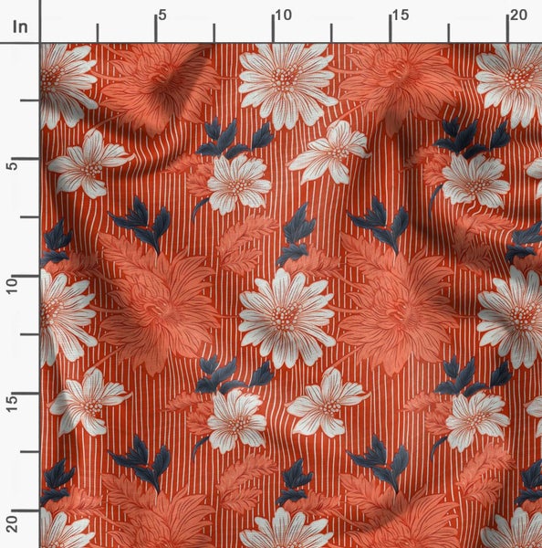 Soimoi Velvet Blue Fabric By the Yard - 54 Inch Wide - Florals, Leaves Print Carousel 2