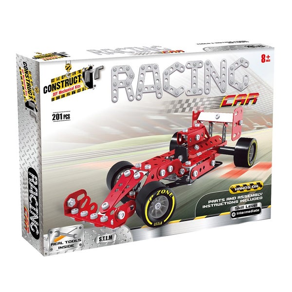 201pc Construct IT DIY Racing Car F1 Toy w Tools STEM Build Assembly Kit Kids 8+ Carousel 1