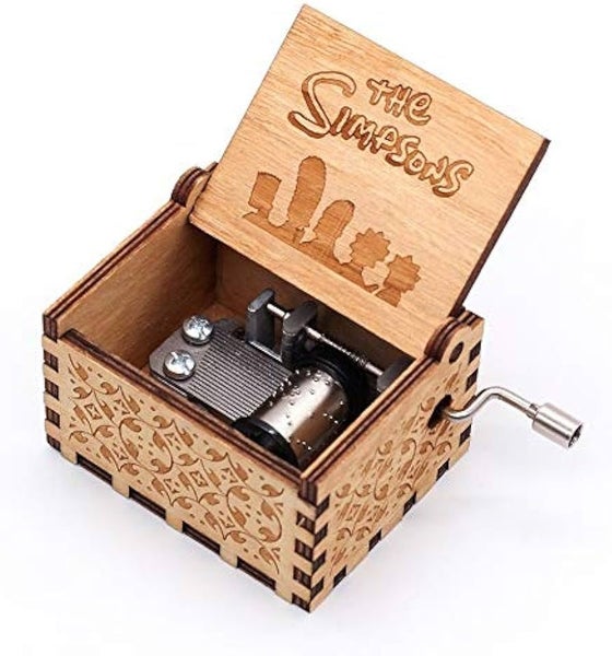 The Simpson Theme Music Box Hand Crank Carved Wooden Musical Box Carousel 1
