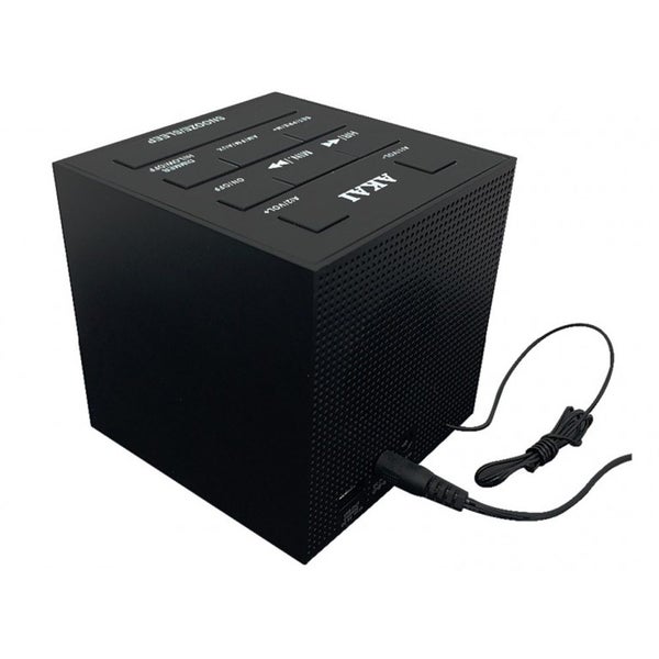 Akai Cube Alarm Clock Radio AM FM LED Dimmer Speakers USB Charging Port Black Carousel 2