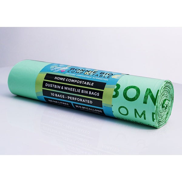 10PK Bonnie Bio Compostable 120-140L Dustbin & Wheelie Bin Garbage Bags Green Carousel 2