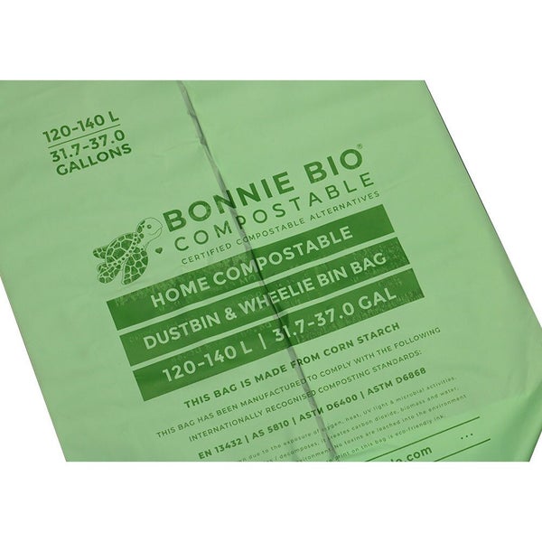 10PK Bonnie Bio Compostable 120-140L Dustbin & Wheelie Bin Garbage Bags Green Carousel 3