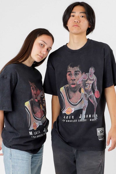 Mitchell & Ness Magic Johnson Vintage Trading Cards Lakers Unisex Tee Carousel 1