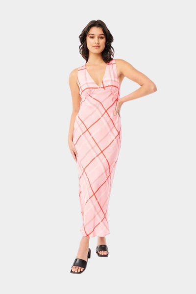 Huffer Mimi Shift Midi Dress in Pink/Scarlet Carousel 1